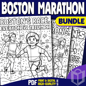 Preview of Boston Marathon Bundle: Collaborative Posters Coloring Crafts, Bulletin Board