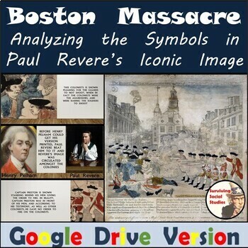 Preview of Boston Massacre: Analyzing Revere's "The Bloody Massacre" - Distance Learning
