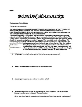 boston massacre essay body paragraph