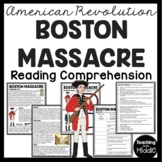 Boston Massacre Reading Comprehension Worksheet Revolution