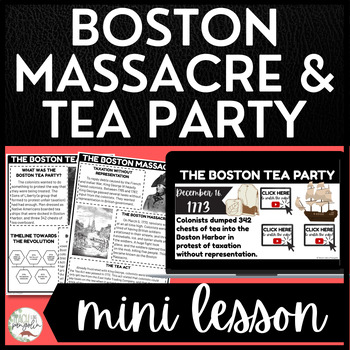 Preview of Boston Tea Party & Boston Massacre Passages - American Revolution Worksheets