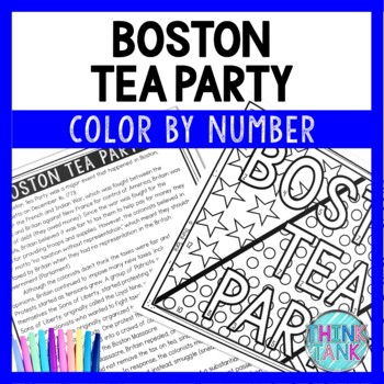 Preview of Boston Tea Party Color by Number, Reading Passage and Text Marking