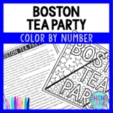Boston Tea Party Color by Number, Reading Passage and Text