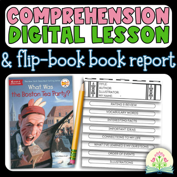 Preview of Boston Tea Party Digital Lesson & Book Report Template for Reading Comprehension