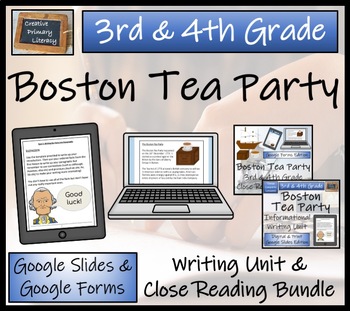 Preview of Boston Tea Party Writing & Close Read Bundle Digital & Print | 3rd & 4th Grade