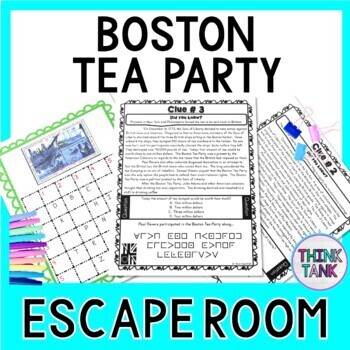 Preview of Boston Tea Party ESCAPE ROOM:  Causes of the Revolutionary War - Print & go!
