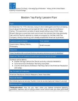 Preview of Boston Tea Party Lesson Plan and Video