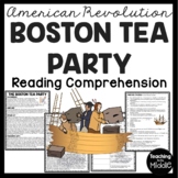 Boston Tea Party Reading Comprehension Worksheet American 