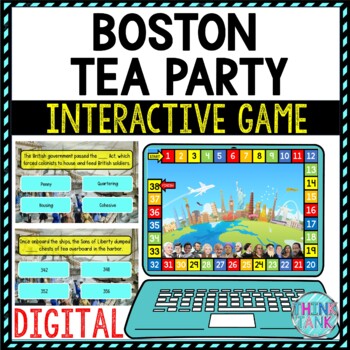 Preview of Boston Tea Party Review Game Board | Digital | Google Slides | Self-Grading