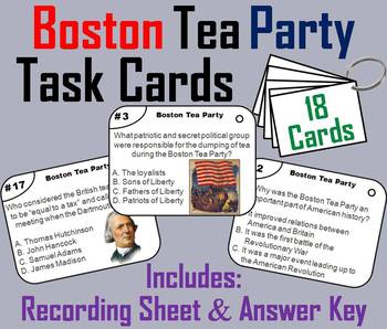 Preview of Boston Tea Party Task Cards Activity (American Revolution Unit)