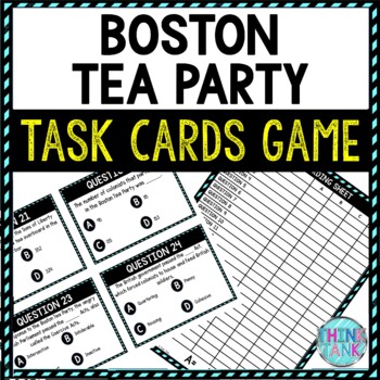 Preview of Boston Tea Party Task Cards Review Game | Revolutionary War Activity