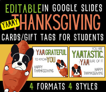 Preview of Boston Terrier Dressed as Yam Thanksgiving Pun Cards/Tags