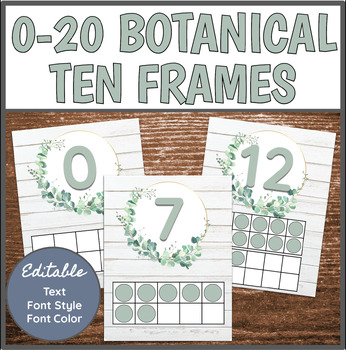 Preview of Botanical/Eucalyptus Ten Frame Number Posters (0-20)
