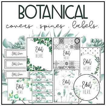 Preview of Botanical Binders Covers, Spines & Labels - Editable Greenery Farmhouse Decor