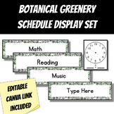 Botanical Greenery Schedule Card Display Set - **EDITABLE 