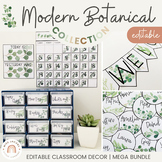 Botanical Theme | Modern Greenery Farmhouse Classroom Decor Bundle | Editable