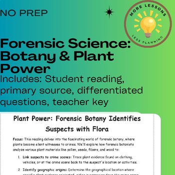 Preview of Botany: True Crime Forensic Science Reading Comprehension Worksheet