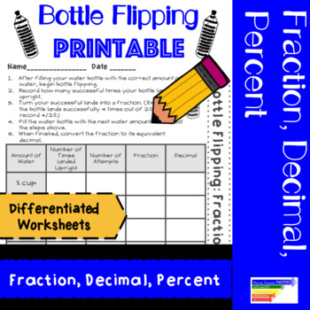 Preview of Bottle Flipping: Changing Fractions to Decimals and Percents