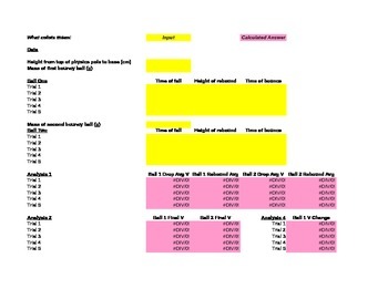 Preview of Bouncy Ball Collision Time Lab Grading Spreadsheet