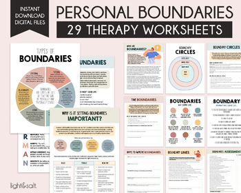 Preview of Boundaries workbook, Personal boundaries worksheets, Setting Healthy Boundaries