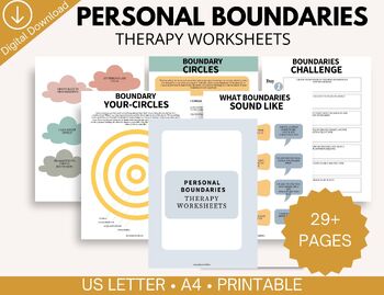 Preview of Boundaries workbook, Personal boundaries worksheets, Setting Healthy Boundaries