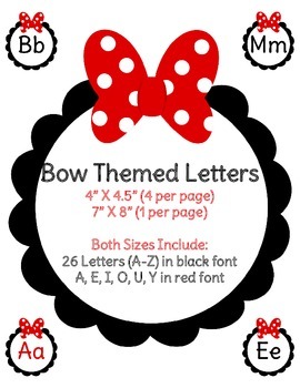 Preview of Bow Themed Alphabet - Word Wall Letters
