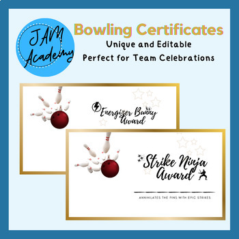 Bowling Certificates Awards Editable Summer Camp End of the Season