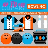 Bowling Clip Art Blue Set (Digital Use Ok!)