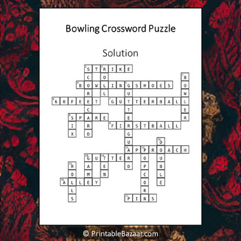 Bowling Crossword Puzzle Worksheet Activity by Crossword Corner TPT