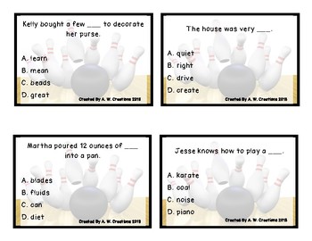 Preview of Bowling Game - Bowling for Context Clues (Fill in the Blank)