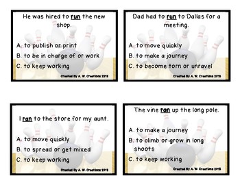 Preview of Bowling Game - Bowling for Homographs (Multiple Meaning Words)