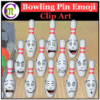 Preview of Bowling Pin Emoji Clipart | Sports Game Emotions Clip Art