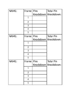 Preview of Bowling Score Card