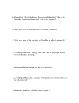 Preview of Bowling for Columbine: 4-page Study Guide for Michael Moore's Film