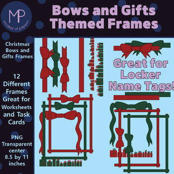 Preview of Bows and Gifts Themed Frames for Task Cards & Worksheets (Christmas Themed)