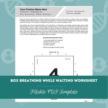 Preview of Box Breathing While Waiting Worksheet | Editable / Fillable PDF Template