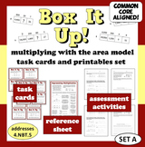 Box It Up! multiplying with the area model task cards + printables (set a)