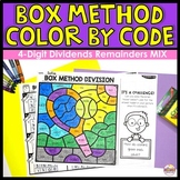 Box Method Division 4 digit by 1 digit Color by Number wit