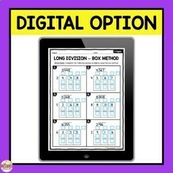 box method long division worksheets by the compton creative tpt