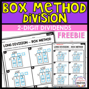 Preview of FREEBIE Box Method Long Division Worksheet: 2-Digit Dividends