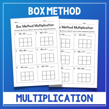 Preview of Box Method Multiplication - 2 and 3 Digit Numbers - Math Worksheets - Assessment