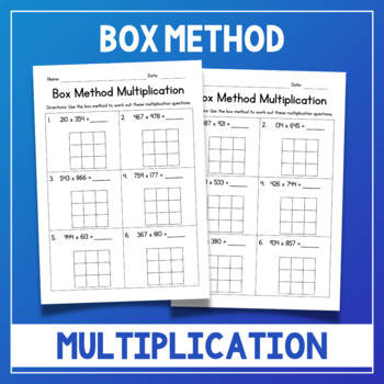 Preview of Box Method Multiplication - 3 Digit Numbers - Math Worksheets - Short Assessment