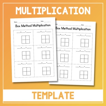 Preview of Box Method Multiplication - Blank Template - Multiplying Double Digit Numbers