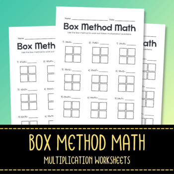 box method multiplication math worksheets mental math short assessments