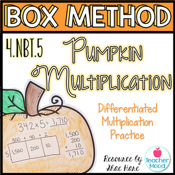 Preview of Box Method Pumpkin Multiplication Differentiated Math Practice for Fall 4NBT5