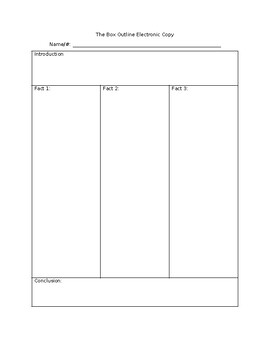 Preview of Box Outline Graphic Organizer for Students