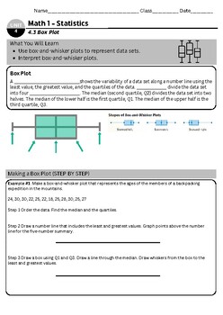 Preview of Box Plot Lesson wit Practice