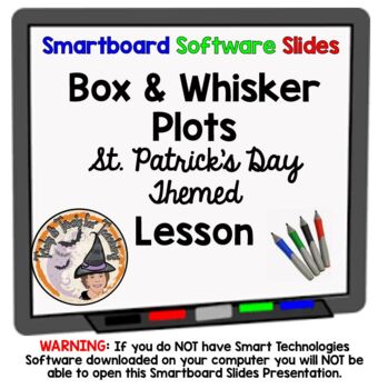 Preview of Box and Whisker Plots Smartboard Slides Lesson St. Patrick's Day Theme