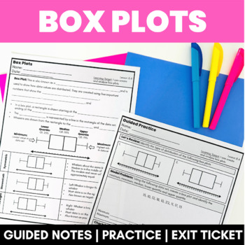 Preview of Box Plots Percentiles Guided Notes with Practice Exit Ticket Algebra Scaffold
