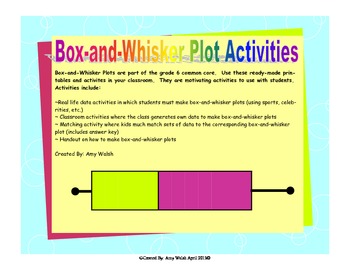 Box and Whisker Plot Activities - Grade 6 Math Statistics Common Core